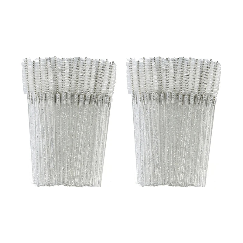ANNAFRIS 50PCS Disposable Eyelash Brushes - Soft Crystal Lash Extension & Eyebrow Makeup Mascara Wands