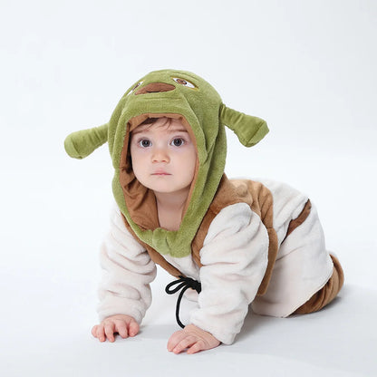 Cute Green Monster Kigurumi Onesie - Warm Winter Cosplay Jumpsuit for Babies & Kids 0-3 Years