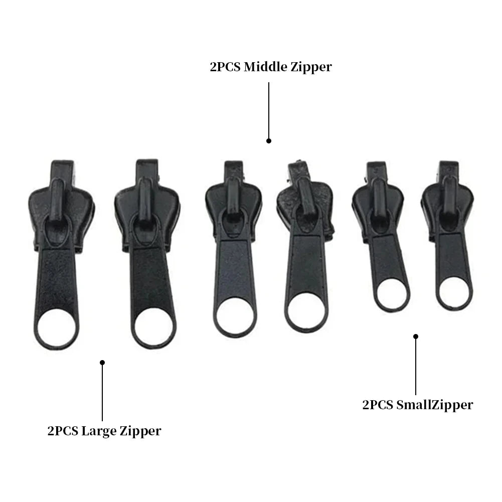 Universal Zipper Repair Kit – 3 Sizes Instant Fix Zip Slider Replacement for Clothes, Bags & Sewing, Zipper Rescue Tool Accessory