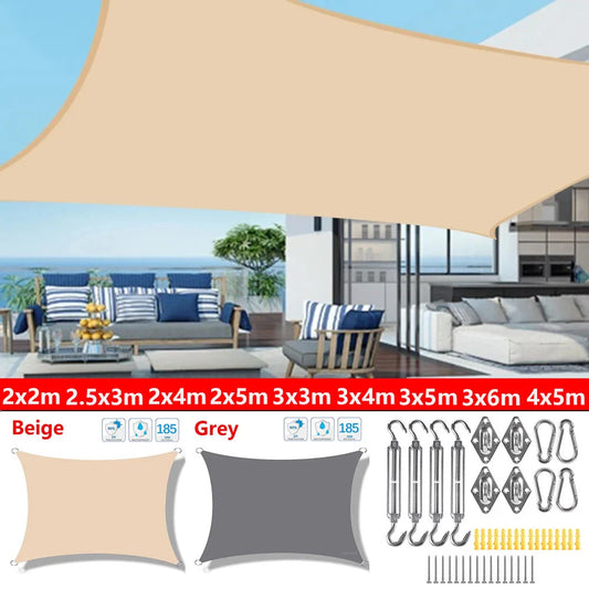 Outdoor Waterproof Sun Shade Sail – Rectangle Canvas Awning for Garden, Terrace, Pool & Car Sun-Shelter