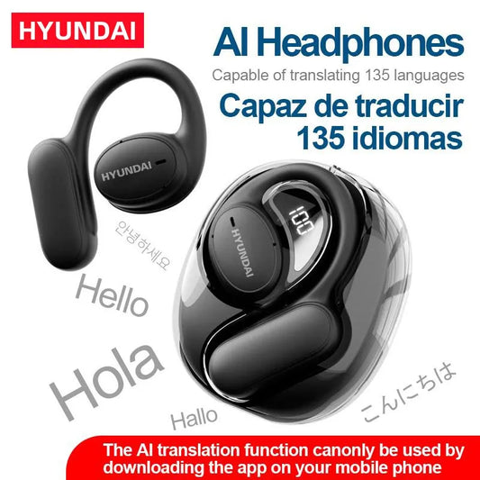 Choice HYUNDAI Openair5 AI Bluetooth Translation Earphones – Hanging Ear Type, 100+ Languages, Intelligent Meeting Earphone Gift