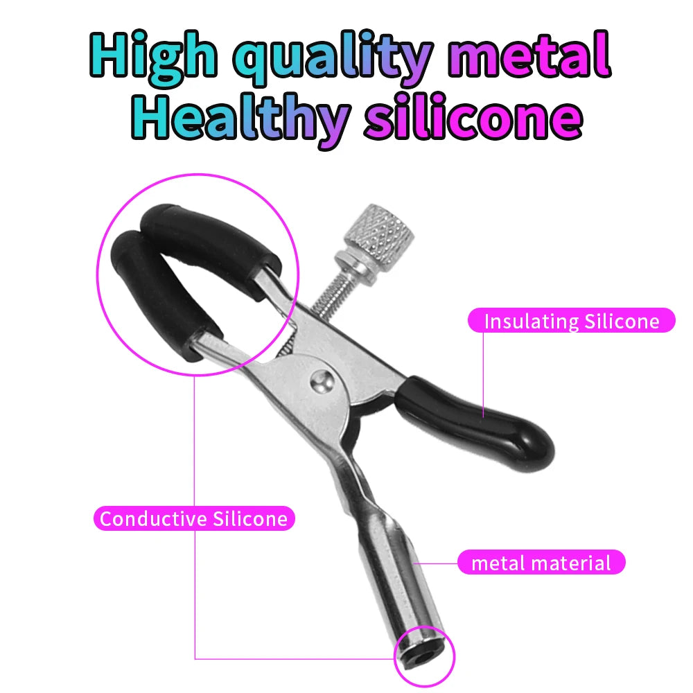 Electric Nipple Clamps & Breast Massager - Adjustable BDSM Sensation Toy for Adult Couples