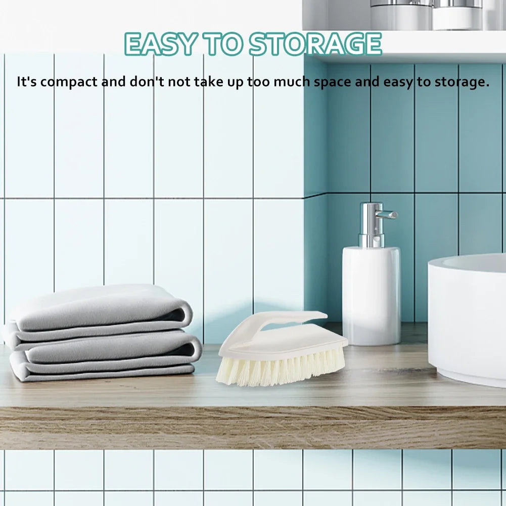 Plastic Scrubbing Brush with Handle - Stiff Bristle Non-Slip Cleaning Brush for Kitchen, Bathroom & Car Care