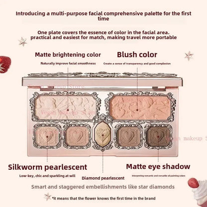 Flower Knows Moonlight Mermaid Eyeshadow Palette – 5-Color Matte, Shimmer & Glitter Waterproof Eye Shadow