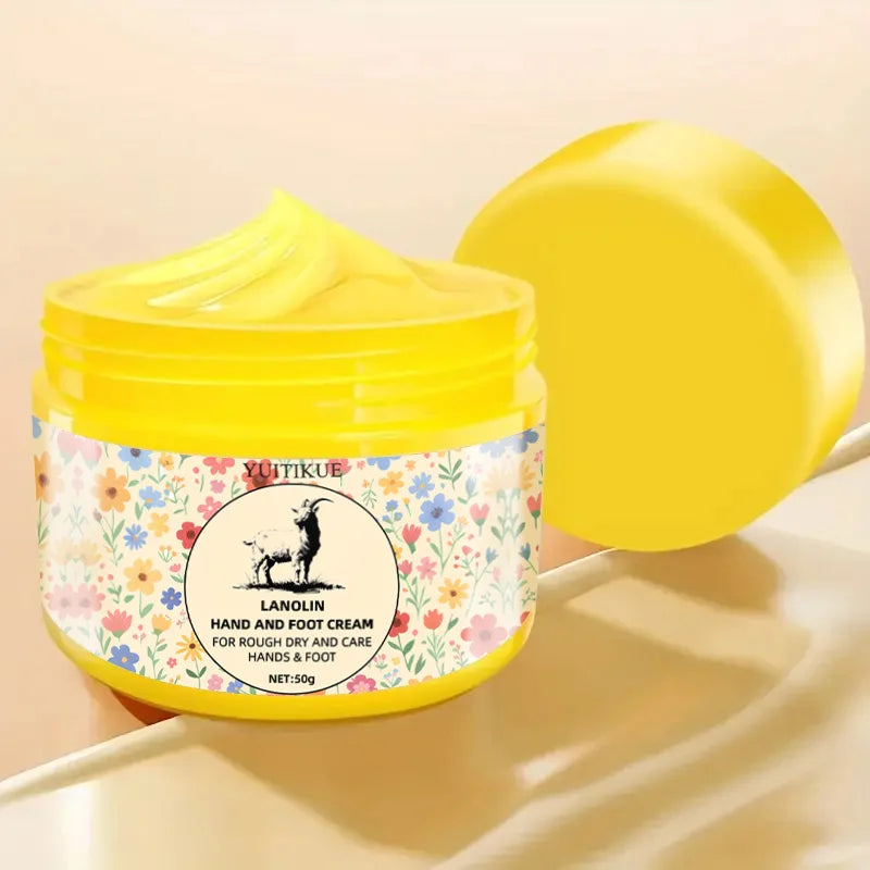 50g Lanolin Foot Cream for Cracked Heels & Dry Feet, Deep Moisturizing Skin Repair Balm for Soft Smooth Feet