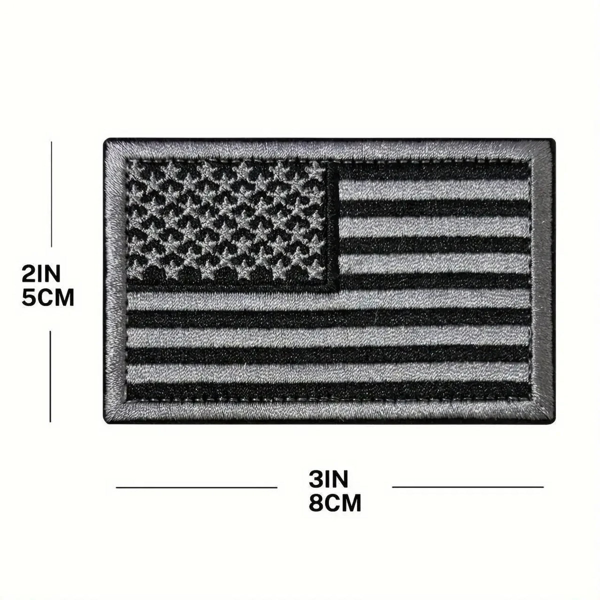 2pcs USA Flag Embroidered Patch Set - Black & Army Green/Gray American Flag Patches for Hats, Jackets & Backpacks