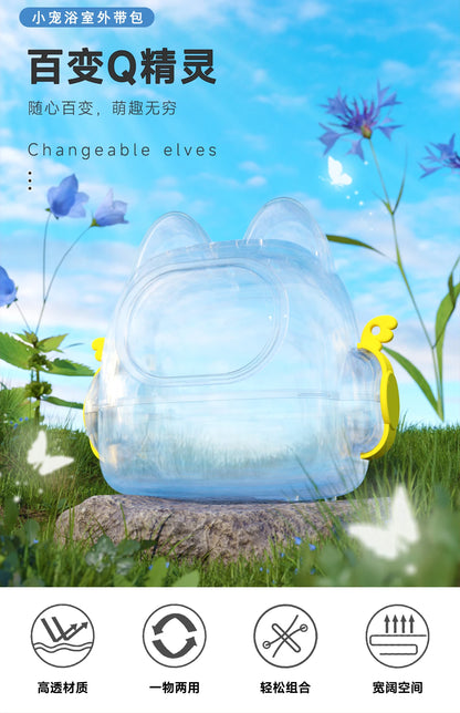 17cm Labubu Doll Storage Bag — Cute Transparent Cotton Crossbody Bag for Toy Display & Mini Sofa Accessories