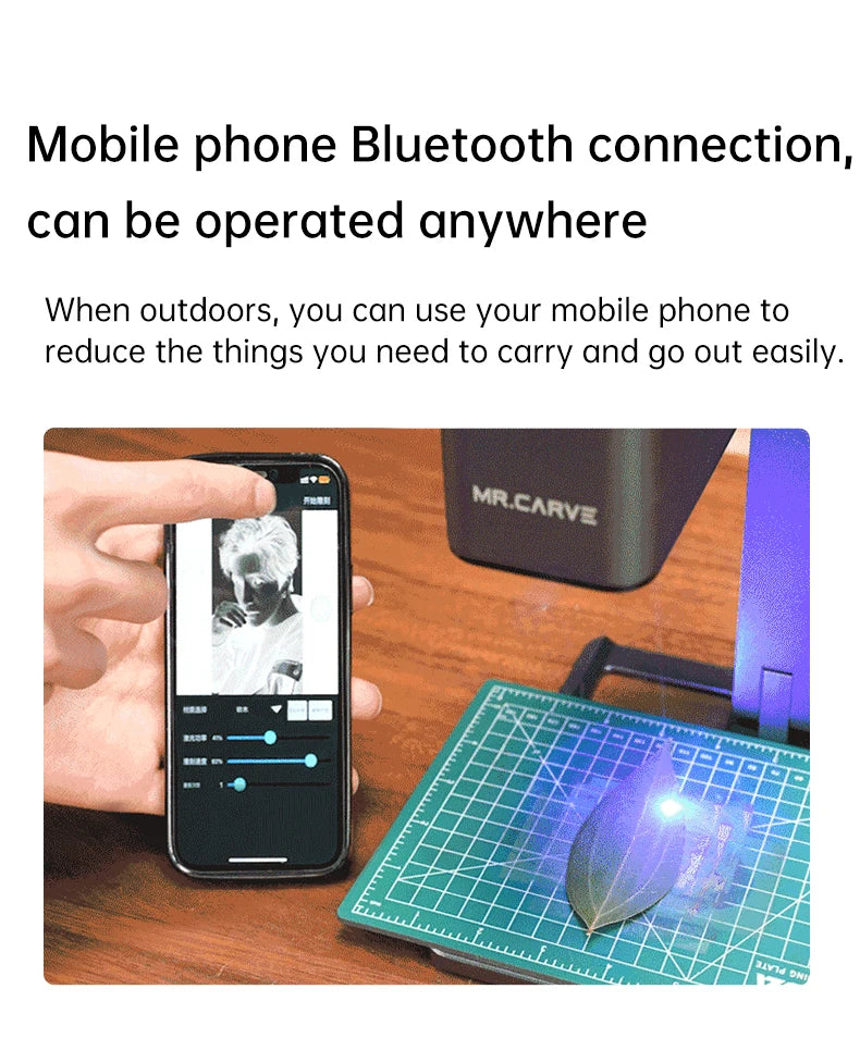 MR.CARVE C1 Portable Laser Engraver – Mobile APP Compatible for Windows & Mac, Engraves Wood, Plastic, Metal & More