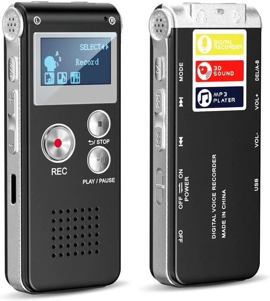 Mini Digital Voice Recorder – MP3 & USB, High-Quality 1536kbps with Playback Function