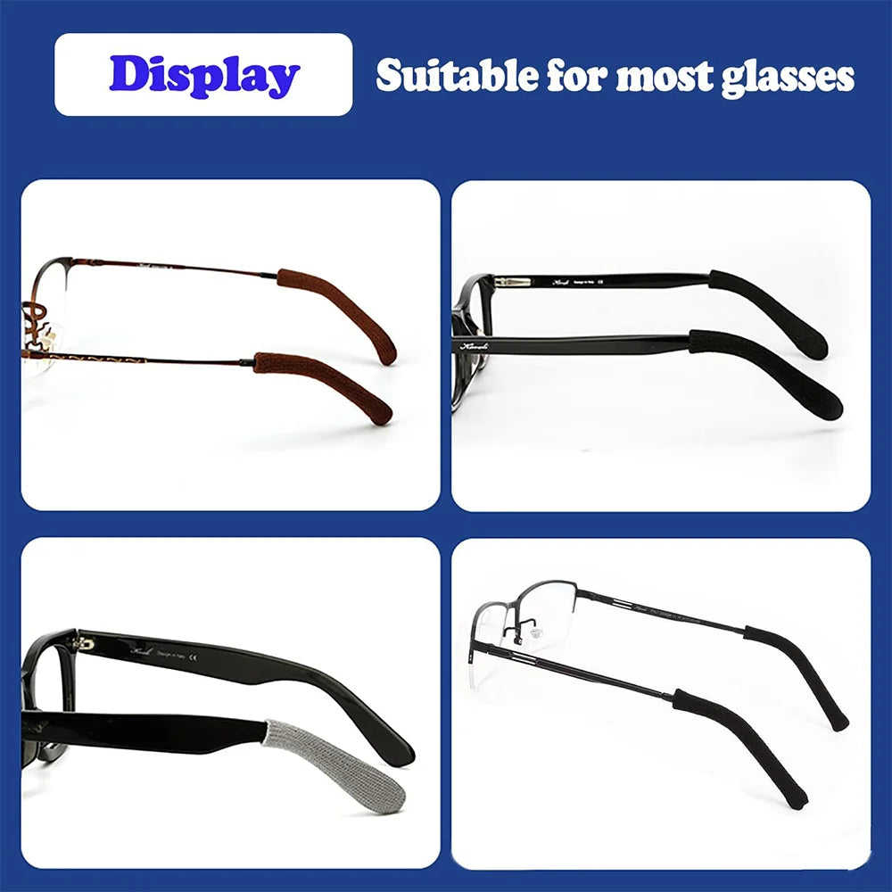 Anti-Slip Eyeglass Temple Tips – Soft Cotton Fabric Cushion Sleeve for Comfortable Frame & Ear Support
