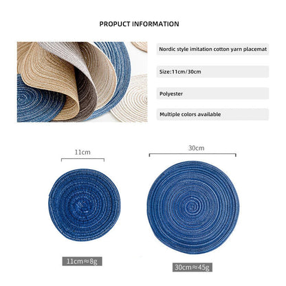 4pcs Round Woven Ramie Table Mats – Non-Slip Placemats for Dining, Bowls, Cups, and Kitchen Use
