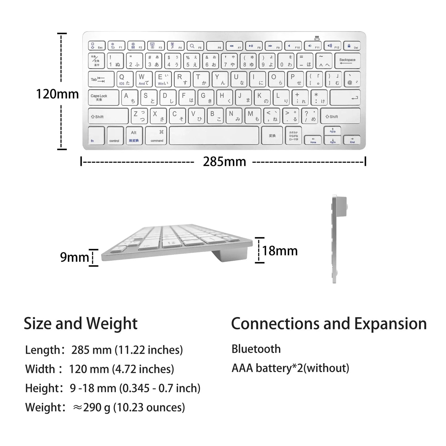 Japanese Ultra-Thin Lightweight Low-Noise Keyboard for Laptop, Computer & Surface