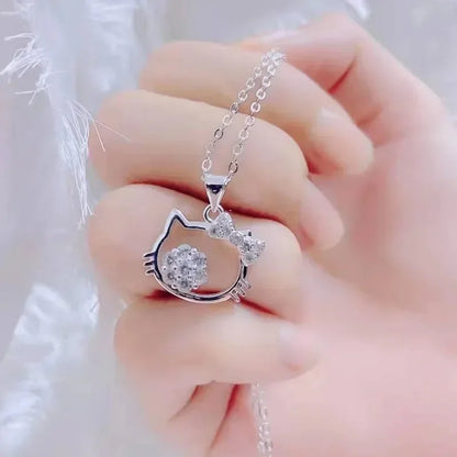 Hello Kitty Necklace & Ring Set – Cute Sanrio Cartoon Jewelry Anime Gift for Kids