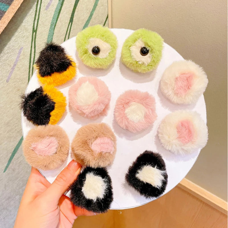 New Cartoon Animal Hair Clip – Cat Ear Plush Hair Claw for Women & Girls Winter Hair Accessory