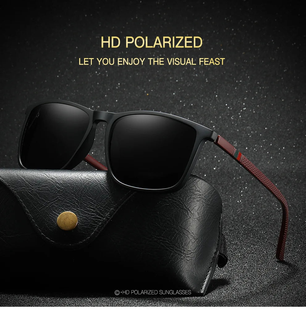 Polarized Sports Sunglasses for Men – Lightweight Comfortable Square UV400 Eyewear with Original Case