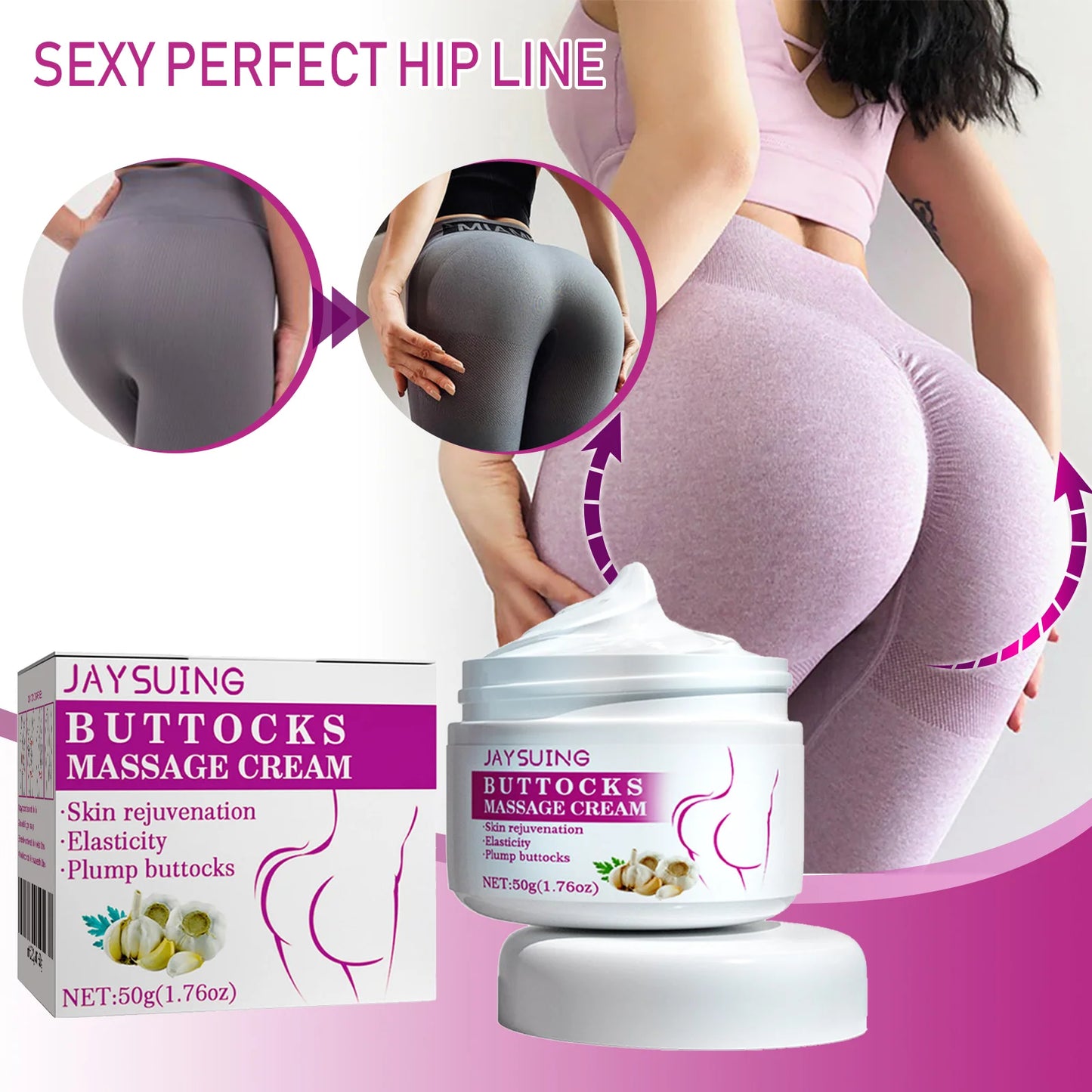 Hip Buttock Care Cream – Firming & Lifting Body Lotion, Moisturizing Shaping Massage Cream for Smooth, Plump & Toned Skin Care