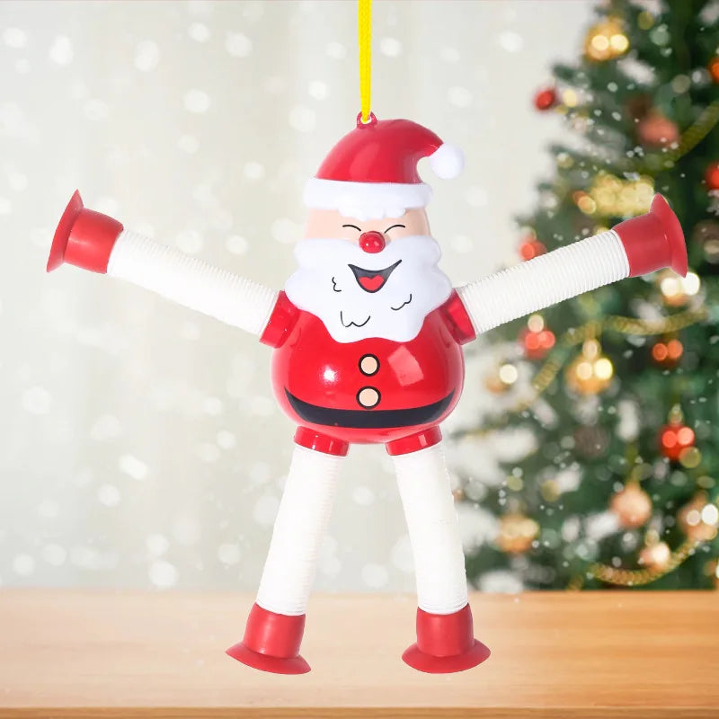 1–4pcs Retractable Santa Claus Toys – Christmas Decompression Toys Featuring Santa, Snowman, Elk & Gingerbread