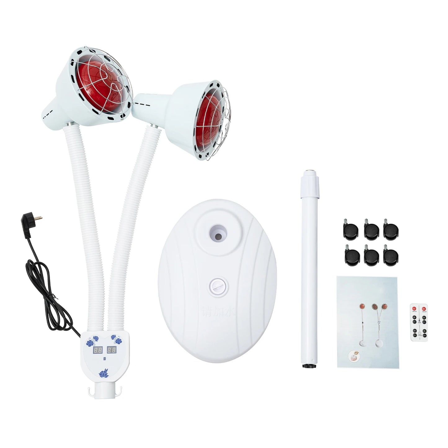 275W Dual-Head Infrared Heat Lamp – Electric Baking Lamp with 360° Adjustable Temperature & Remote Control