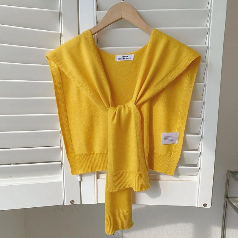 Lightweight Knitted Shawl for Women – Style Summer Cape with Fake Collar