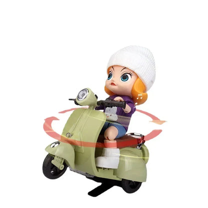 Mini Electric Retro Motorcycle Toy – Dazzling Spin for Labubu Dolls & Pets, Children’s Birthday Gift