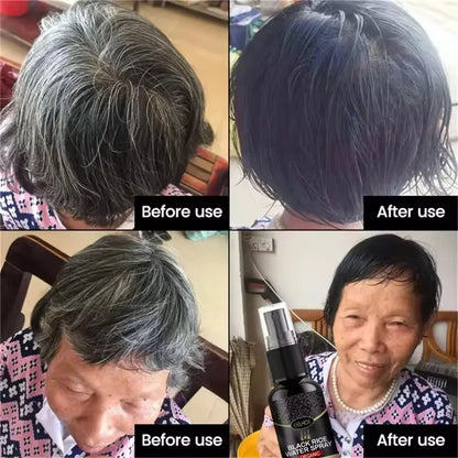 Gray to Black Hair Treatment Serum – Natural Hair Color Repair Spray for Hair Loss & Healthy Hair Care
