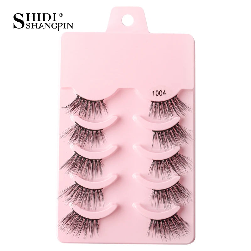 SHIDISHANGPIN 5/10 Pairs Cat Eye False Lashes – 3D Mink Half Lashes, Eyelash Extensions for Natural Makeup, Faux Cils Maquiagem