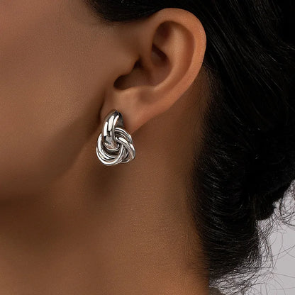 Gold Chunky Hoop Earrings for Women – Stainless Steel Double Ring Statement Jewelry