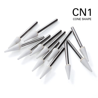AZDENT White Stone Polishing Burs Kit – Flame, Cone & Round Shapes for Porcelain, Enamel & Composite Resin