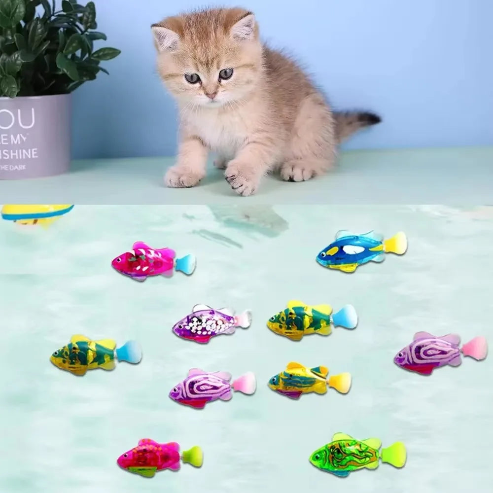 LED Interactive Cat Toy Robot Fish – Glowing Electric Swimming Motion Toy to Stimulate Kitten Hunting Instincts & Playful Exercise