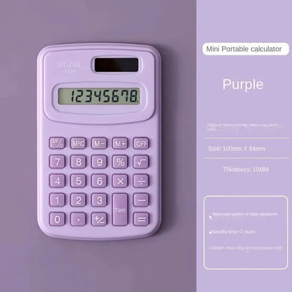 Small Solar Calculator - Portable 8-Digit LCD Electronic Calculator for Home, Office & Primary School Use