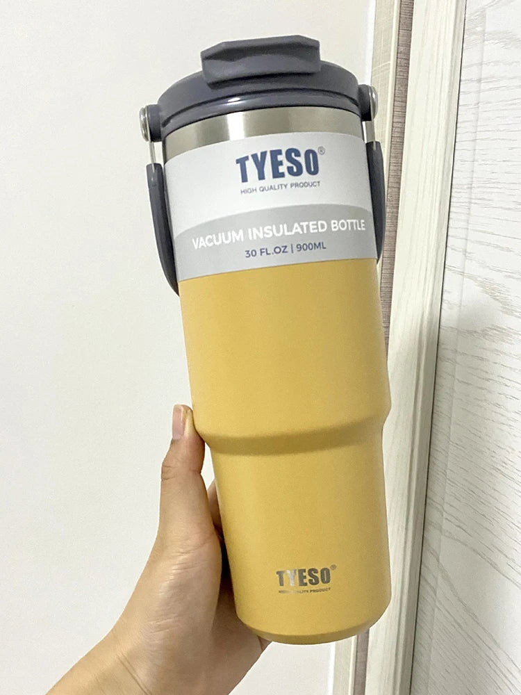 Tyeso Double-Layer Insulated Coffee Cup – Portable Stainless Steel Ice Cream Cup with Cold Insulation & Large Capacity