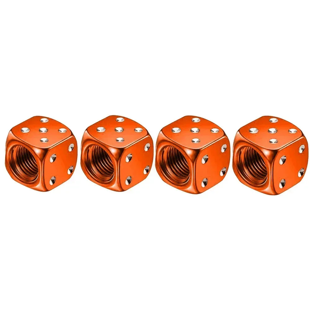 4 Pcs Crown Dice Car Wheel Tire Valve Caps - Universal Tyre Rim Stem Covers | Air Dust & Waterproof | Bling Accessories for Car & Motorcycle