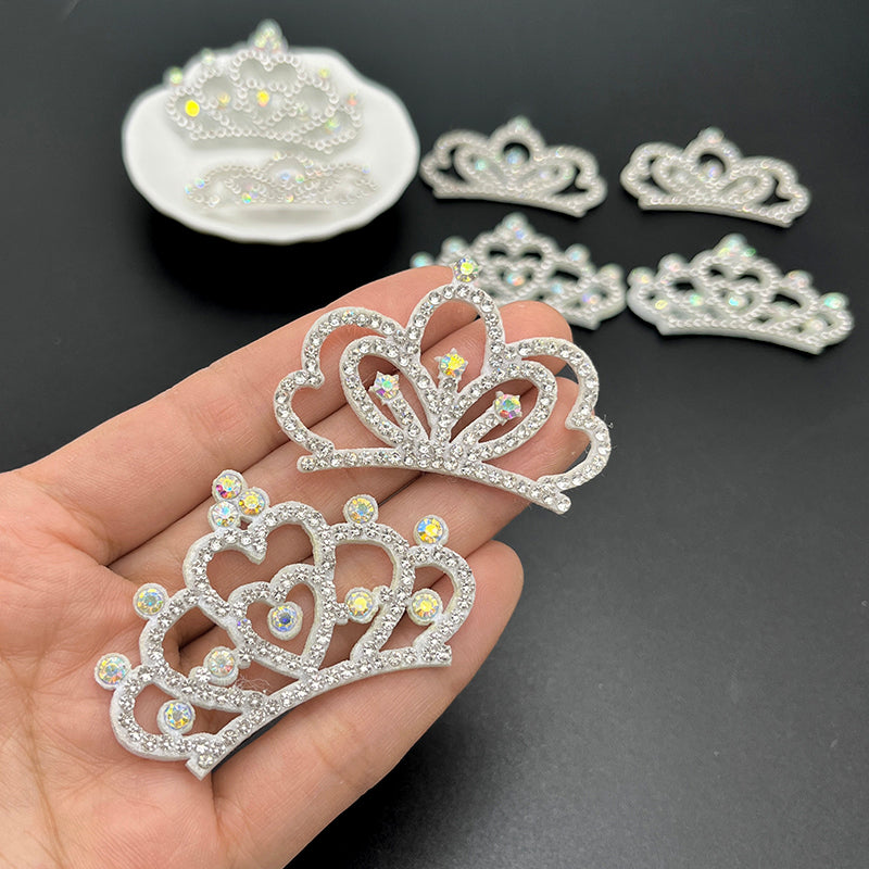 12pcs Padded Crown Rhinestone Patches – DIY Clothes, Crafts & Headwear Decor Accessories