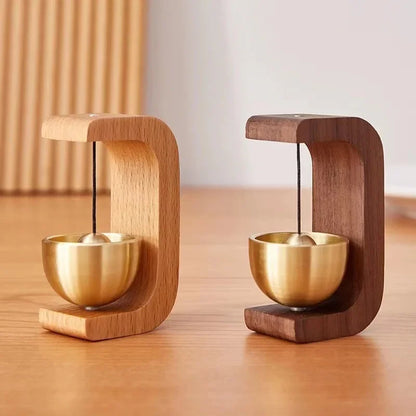 Magnetic Wooden Doorbell - Solid Brass Wind Chimes, Wireless Hanging Doorbell, Japanese Style Garden Pendant & Home Decor