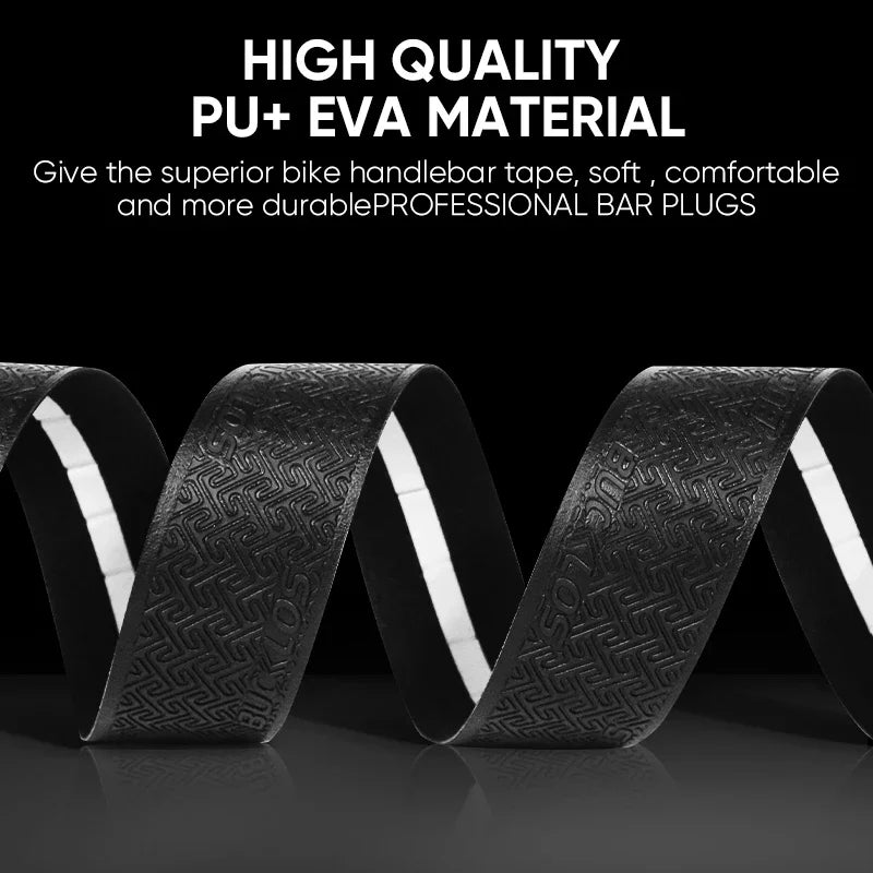 BUCKLOS Road Bike Handlebar Tape – PU Shock-Absorbing Anti-Slip Wrap with Bar End Plugs for Cycling