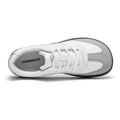 HOBIBEAR Unisex Wide Toe Sneakers – Retro Casual Lace-Up Leather Shoes for Men & Women