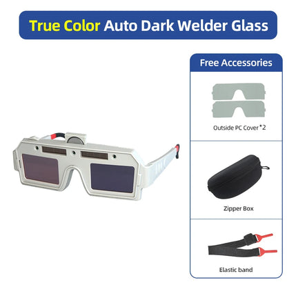 Auto-Darkening Welding Goggles - Solar Powered MMA TIG MIG Arc Welding Safety Glasses