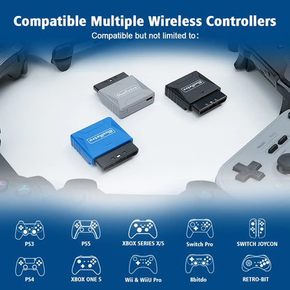 RetroScaler Mini BlueRetro Adapter – PS1, PS One & PS2 Wireless Receiver for 8Bitdo, PS4, PS5 & Xbox Series X Controllers