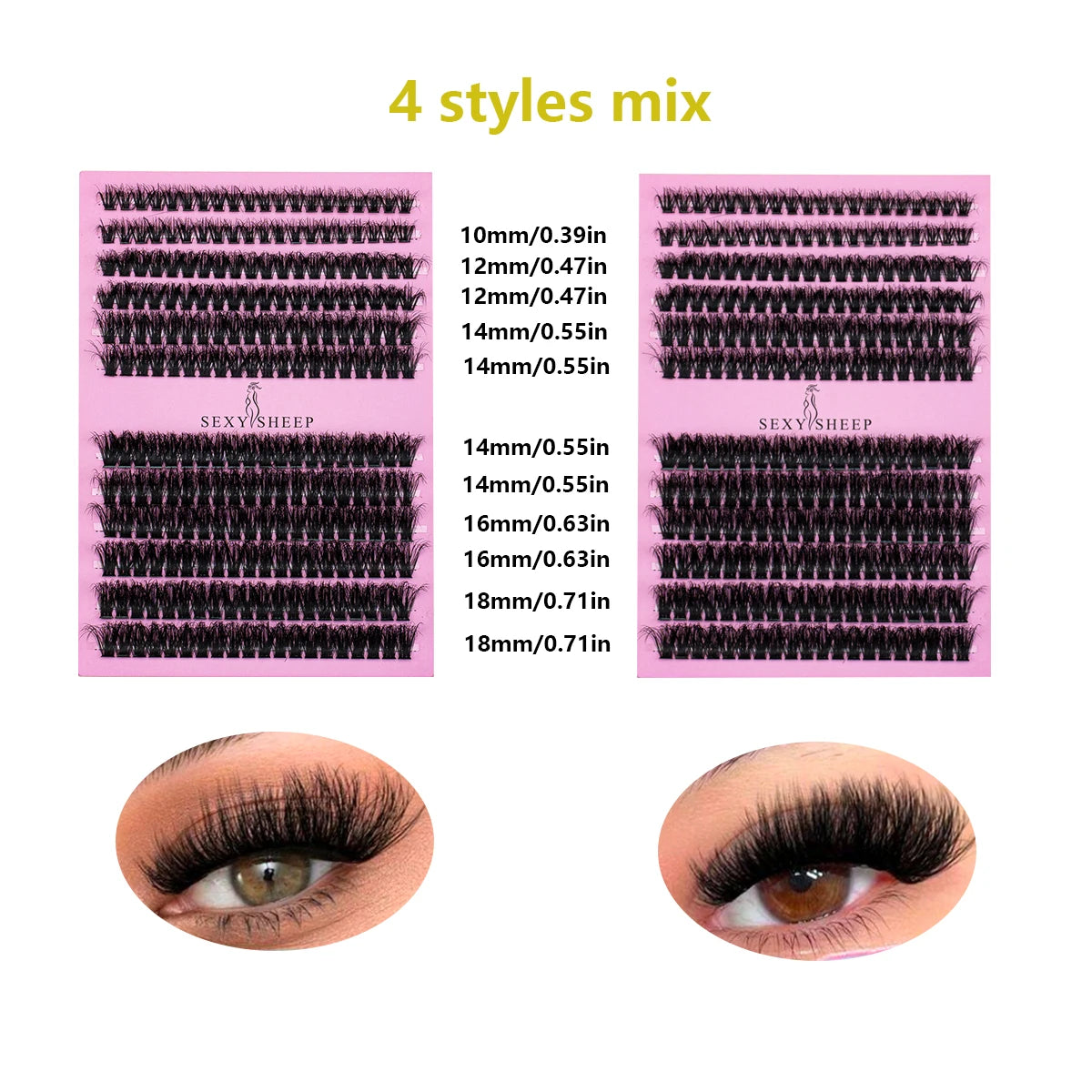 DIY False Eyelashes Cluster Extensions Kit – Natural Individual Lashes with Glue, Remover, Lash Brush & Tweezers