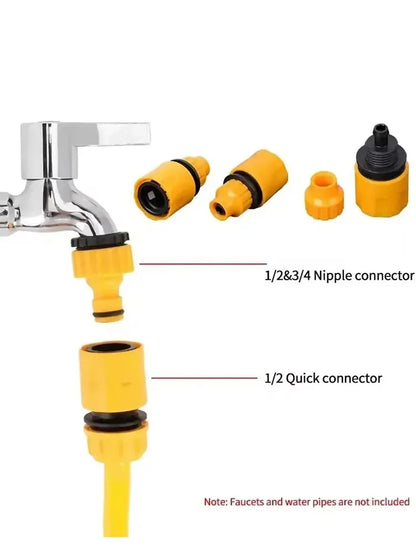 Garden Hose Faucet Quick Connector - 3/4 & 1/2 Inch Threaded Water Tap Adapter for Irrigation Systems