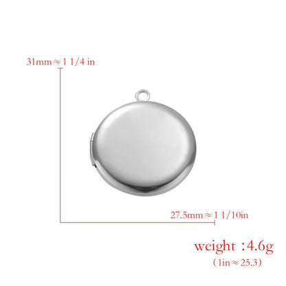 Stainless Steel Photo Locket Charms - 5-Piece Heart, Round & Square Memory Pendant Set