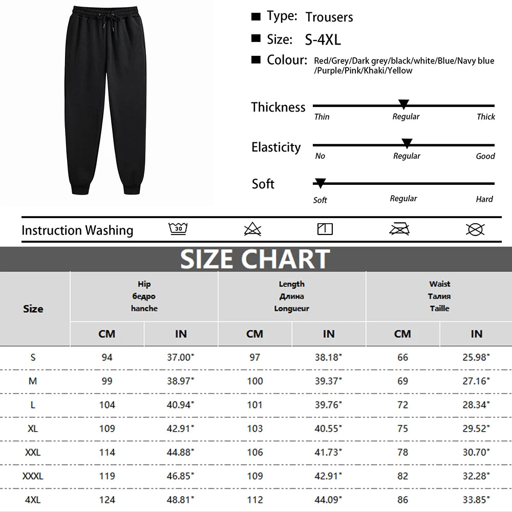 Men's Sweatpants - Spring Autumn Fleece Sport Pants with Drawstring & Pockets, Oversized Casual Trousers