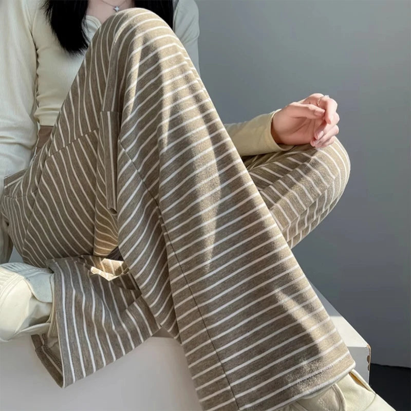 M-4XL Women’s Maternity Radish Pants – Cotton Fleece Ankle-Length Corduroy Sweatpants, High Waist Autumn Pregnancy Trousers