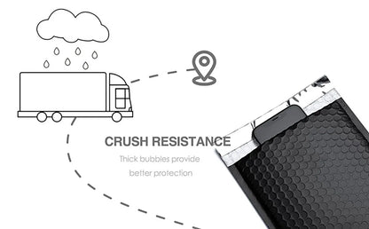 100 Pcs Black Bubble Mailers - Self-Seal Padded Envelopes for Shipping, Poly Green Lining, Secure Packaging Solution