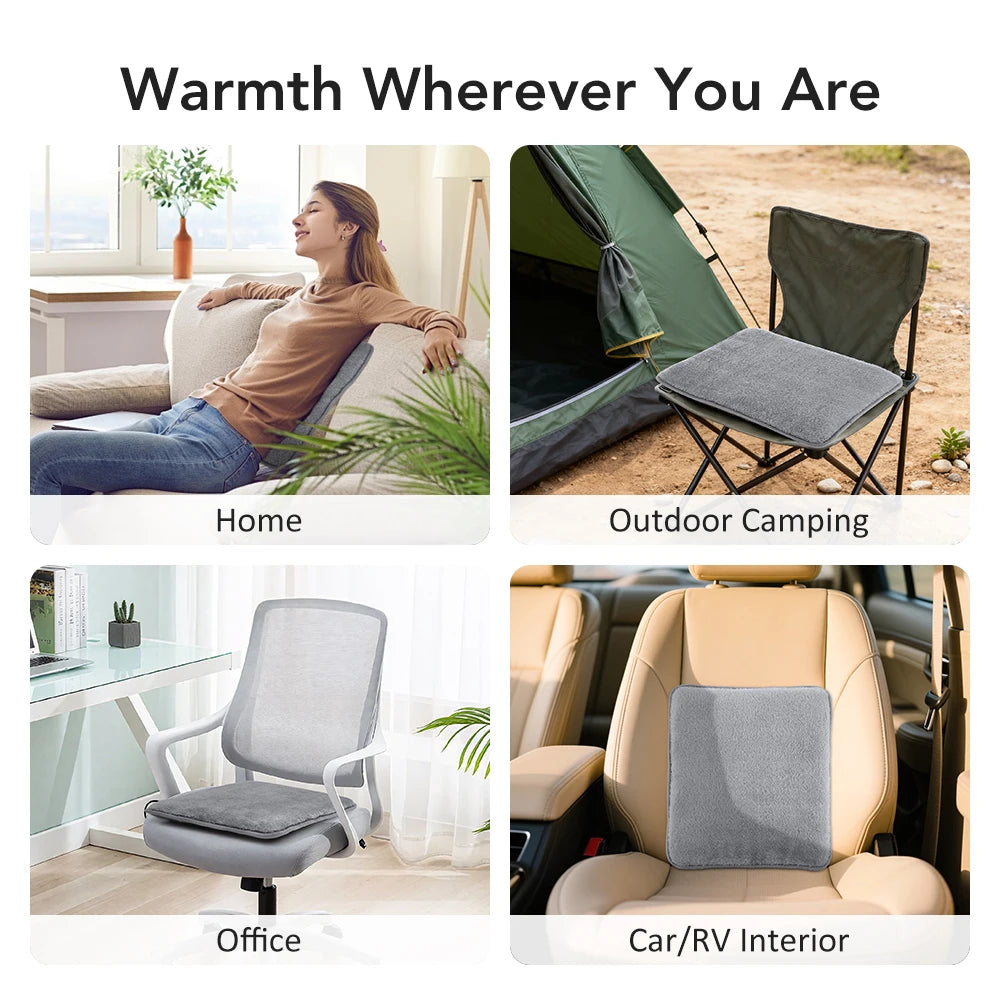 USB Heated Seat Cushion – 4-Level Temperature-Controlled Heating Mat for Cars, Office Chairs, and Winter Travel