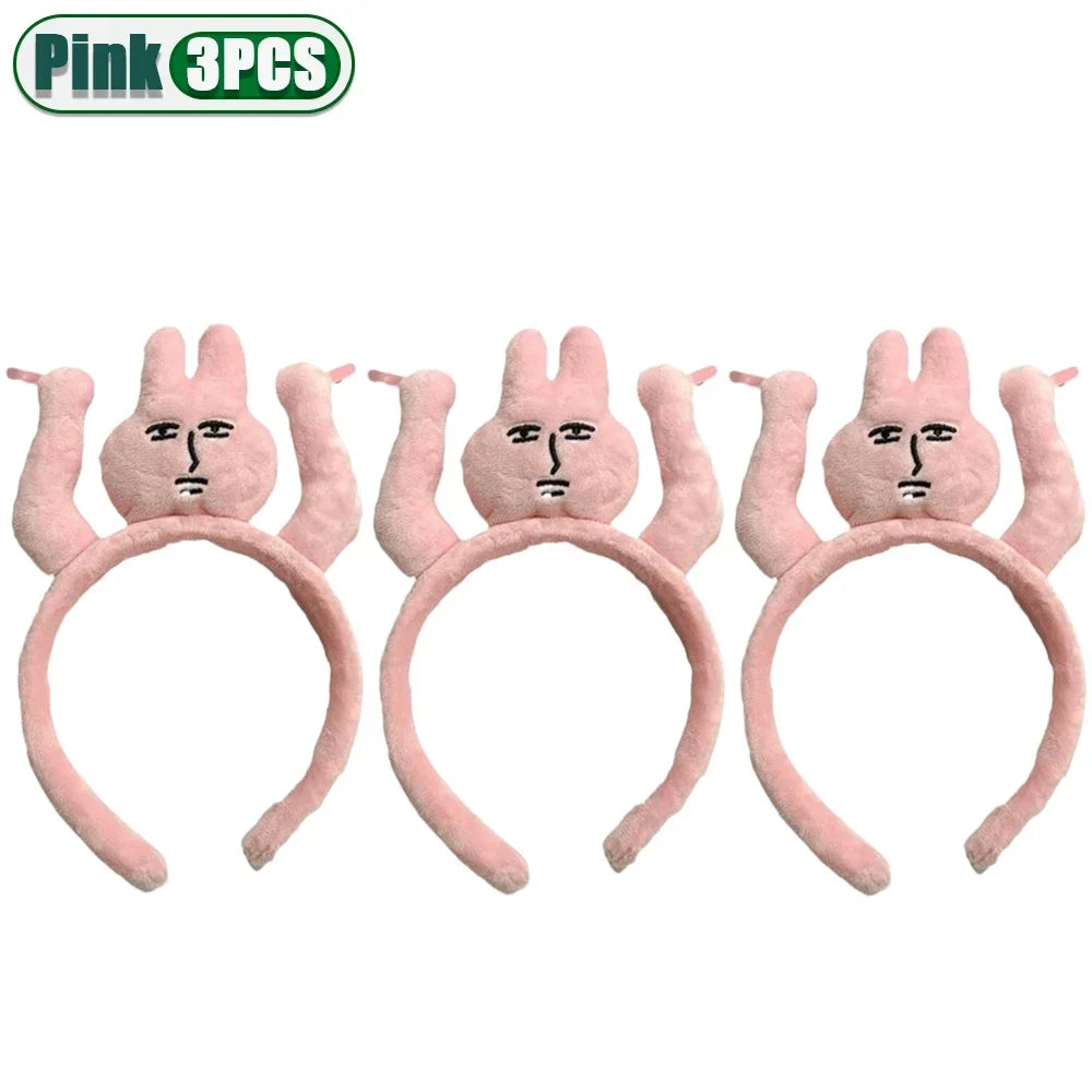 1–20PCS Pink Bunny Plush Headbands – Cute Fun Hair Bands for Bangs, Photos & Costume Decoration