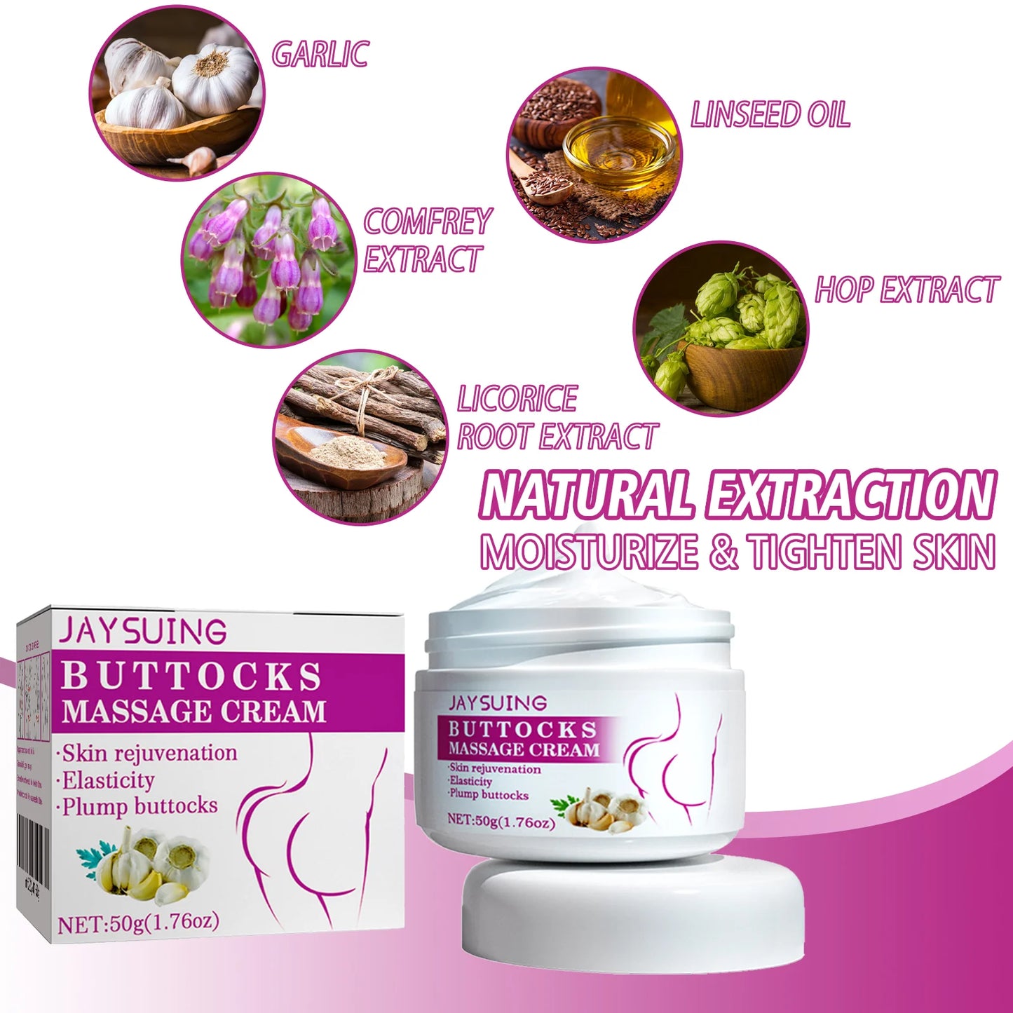 Hip Buttock Care Cream – Firming & Lifting Body Lotion, Moisturizing Shaping Massage Cream for Smooth, Plump & Toned Skin Care