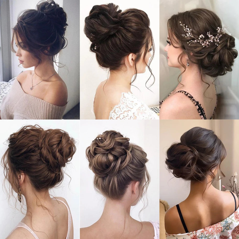 Synthetic Wavy Hair Bun Wig – Elastic Rubber Scrunchie Curly Ponytail Hair Extension for Ladies