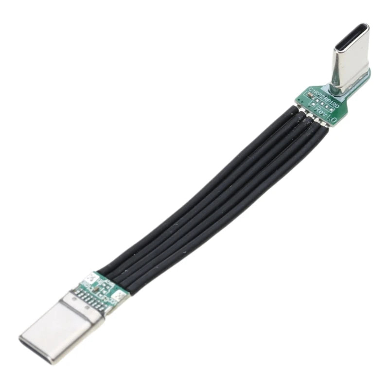 Flexible Flat Silicone USB-C to USB-C Cable – Left/Right Angled, 60W Fast Charging, 480Mbps Data Transfer for Camera & Phones