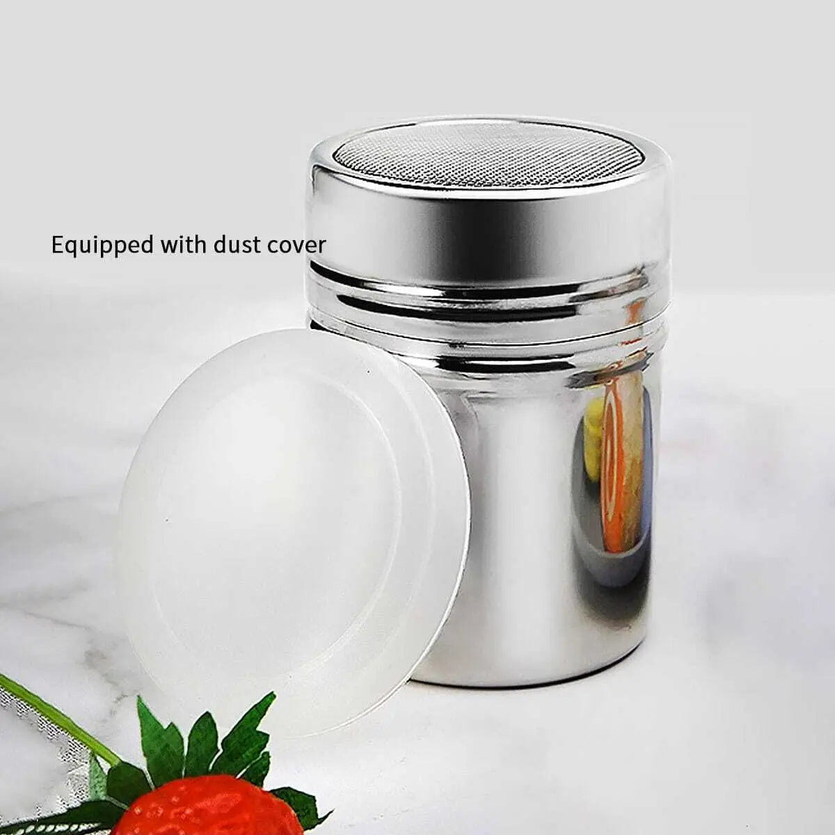 Silver Stainless Steel Mesh Shaker – Dusting Spice Jar for Salt, Sugar, Pepper, Cocoa & Icing Powder